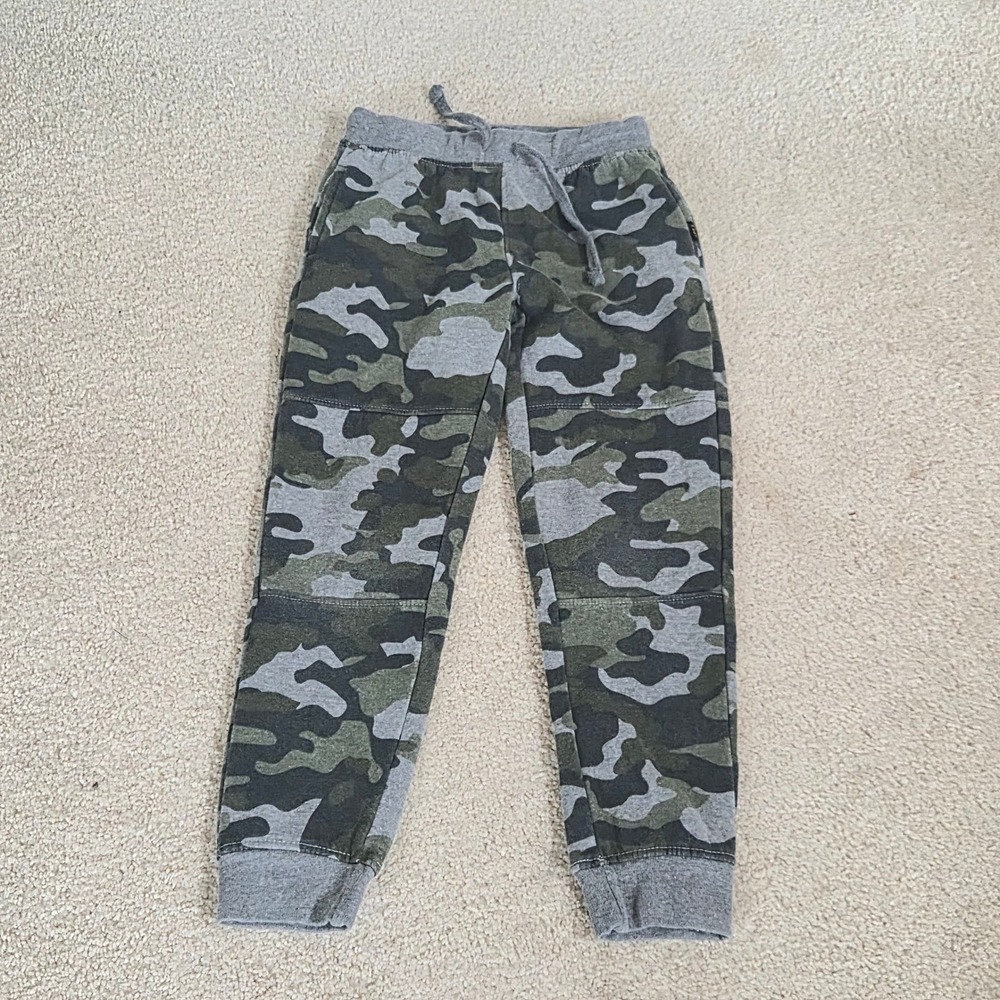 Lee Boys Camo Fleece Joggers Size S 7/8 Green Drawstring Sweatpants streetwear